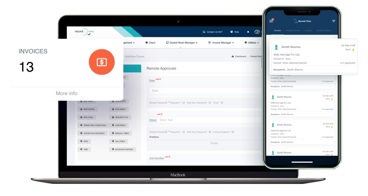 Record time for employee management, employee time tracking, job scheduling, and invoicing